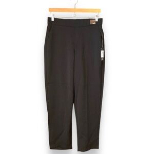 Dictionary Black Silky Flat Front Pull One Tapered Trouser Pant Size Medium